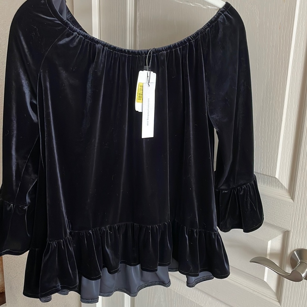 Black velvet top from Sanctuary. Size small and new with tags